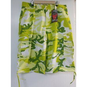 Mens Urban City  Shorts Green Camouflage Ripping t